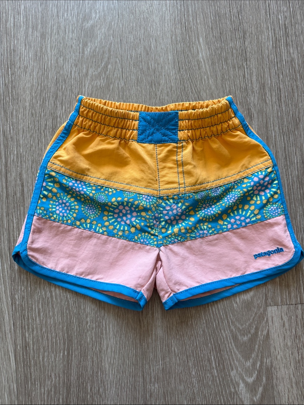 Patagonia Colorblock Kids Shorts - Yellow, Pink & Blue Trim Size 2T